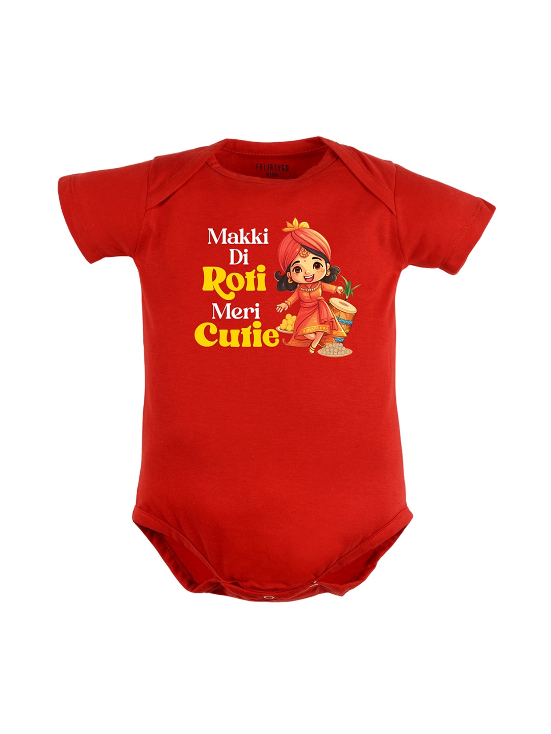 

FFLIRTYGO Infants Lohri Printed Pure Cotton Bodysuit, Red