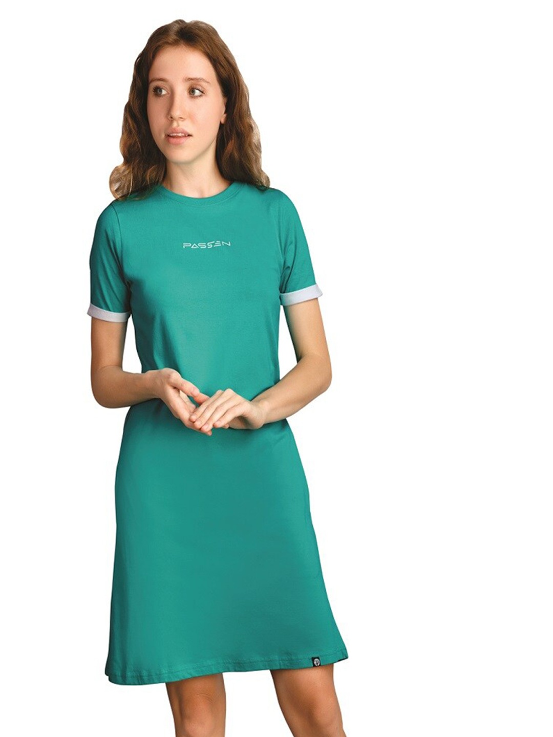 

ecott Women Sea Green Pure Cotton Bio Finish T-shirt