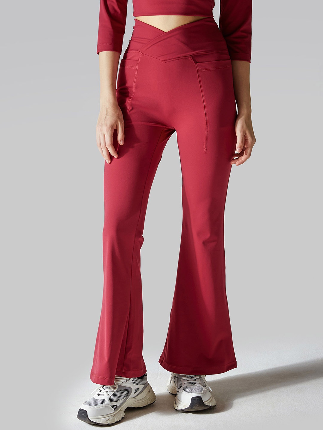 

CAVA Women Mid Rise Bootcut Hourglass Yoga Tights, Red