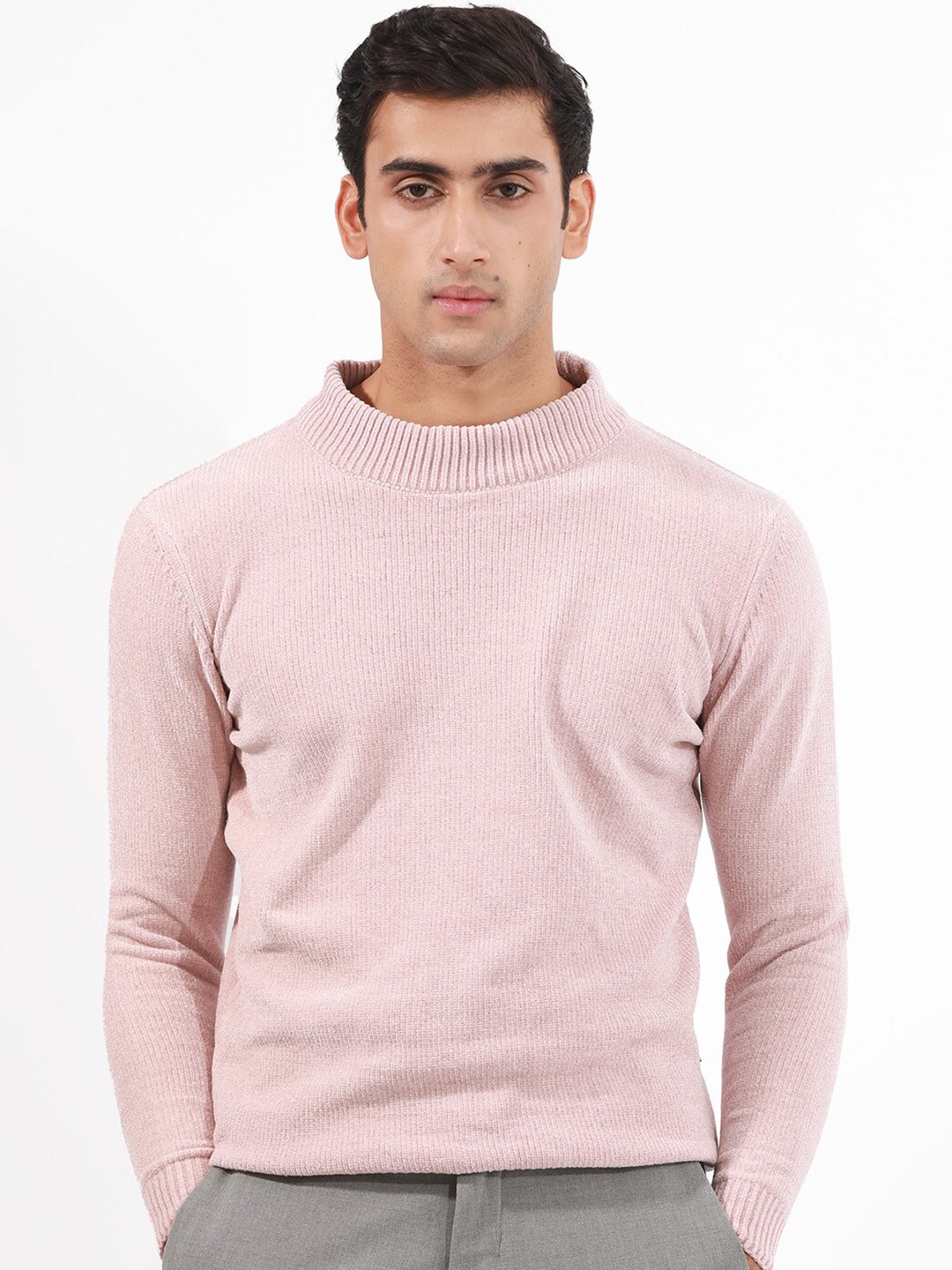 

RARE RABBIT Men Chenee High Neck Pullover Sweater, Pink