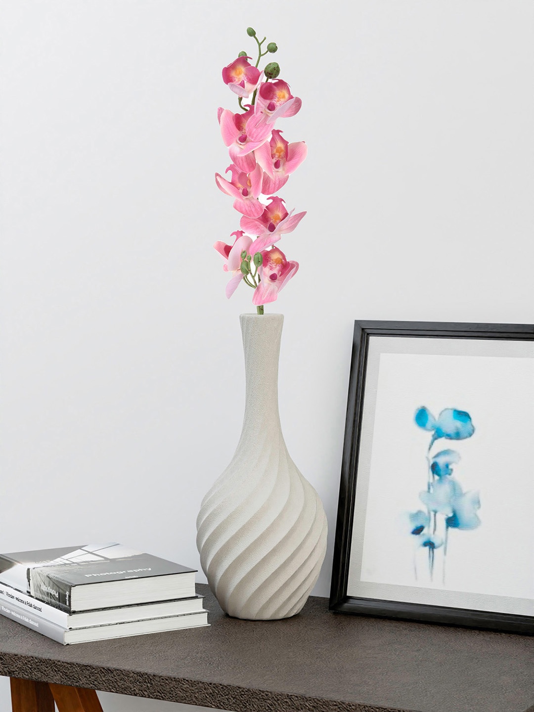 

Kuber Industries Set of 6 Pink Orchid Artificial Flower with Pot