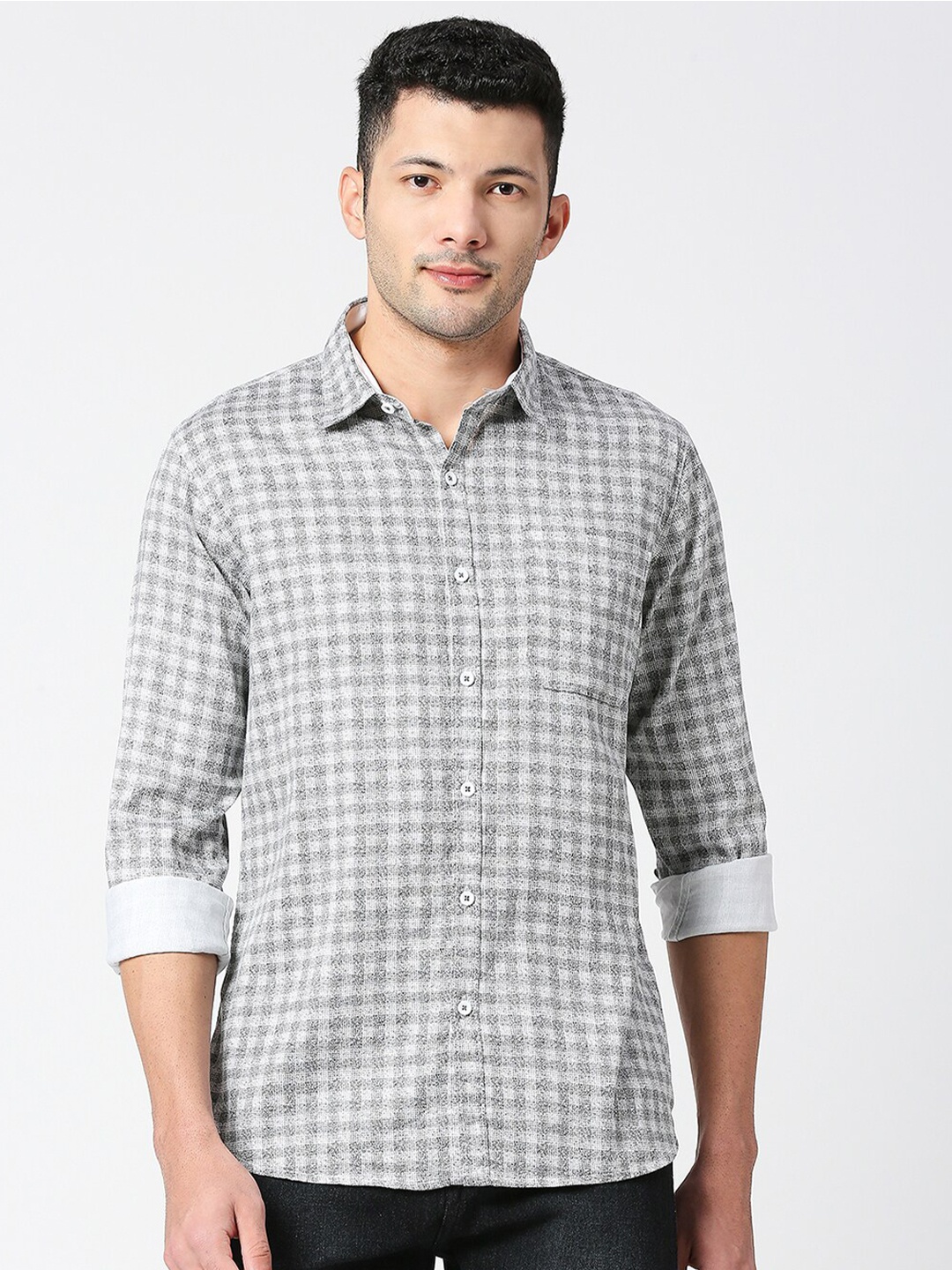 

SNX Men Pure Cotton Printed Tailored Fit Casual Shirt, White