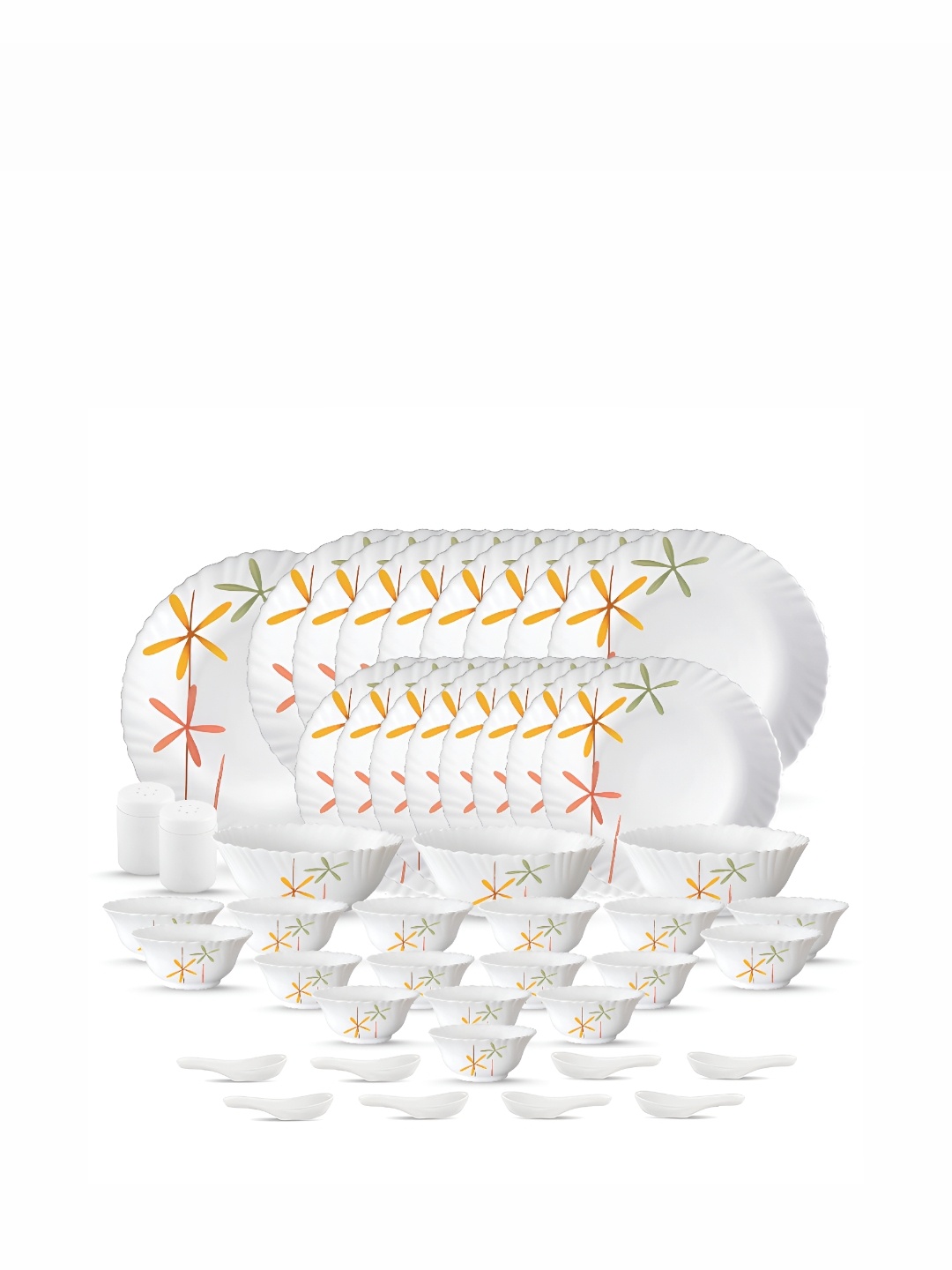 

Laopala White & Yellow 46 Pieces Printed Opalware Glossy Dinner Set