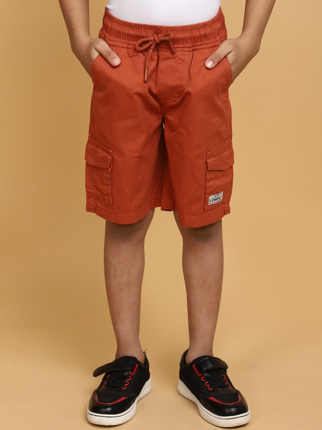 

V-Mart Boys Twill Cotton Cargo Shorts, Rust