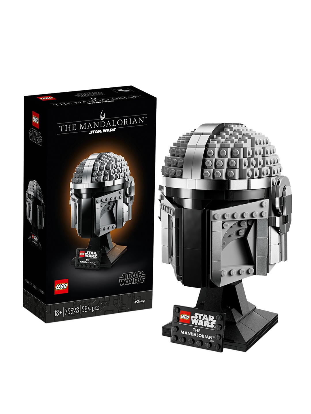 

LEGO Set Of 584 Star Wars The Mandalorian Helmet 75328 Building Kit Construction Toy, Black