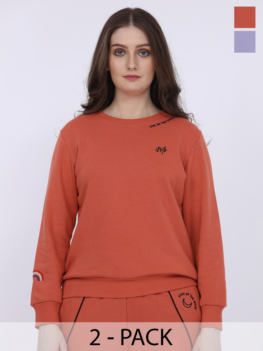 

MAYSIXTY Pack Of 2 Cotton Pullover Sweatshirt, Red