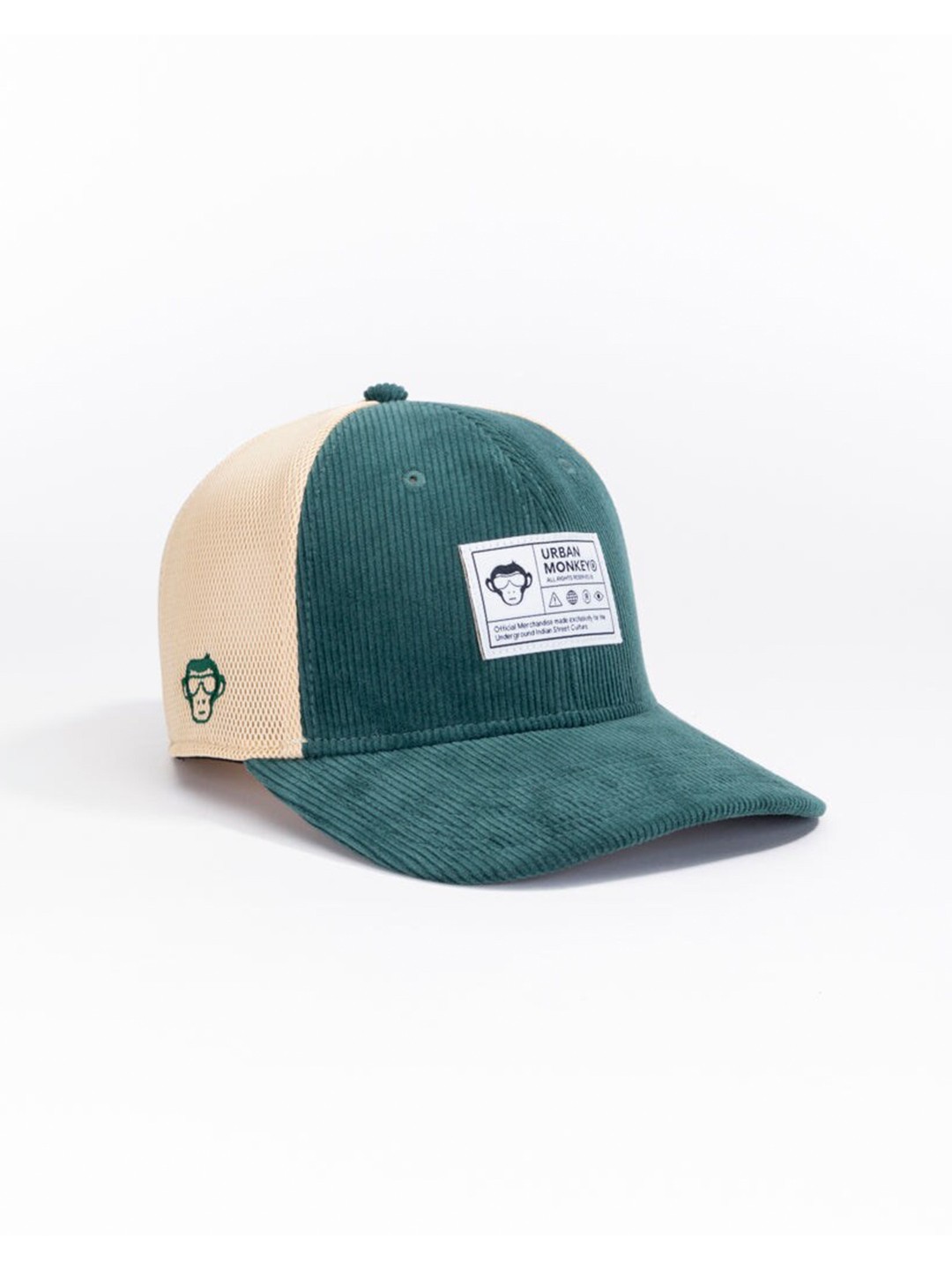 

Urban Monkey Unisex Colourblocked Corduroy Weave Cotton Baseball Cap, Teal