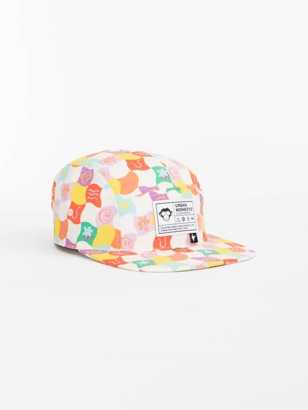 

Urban Monkey Unisex Printed Cotton Snapback Cap, White