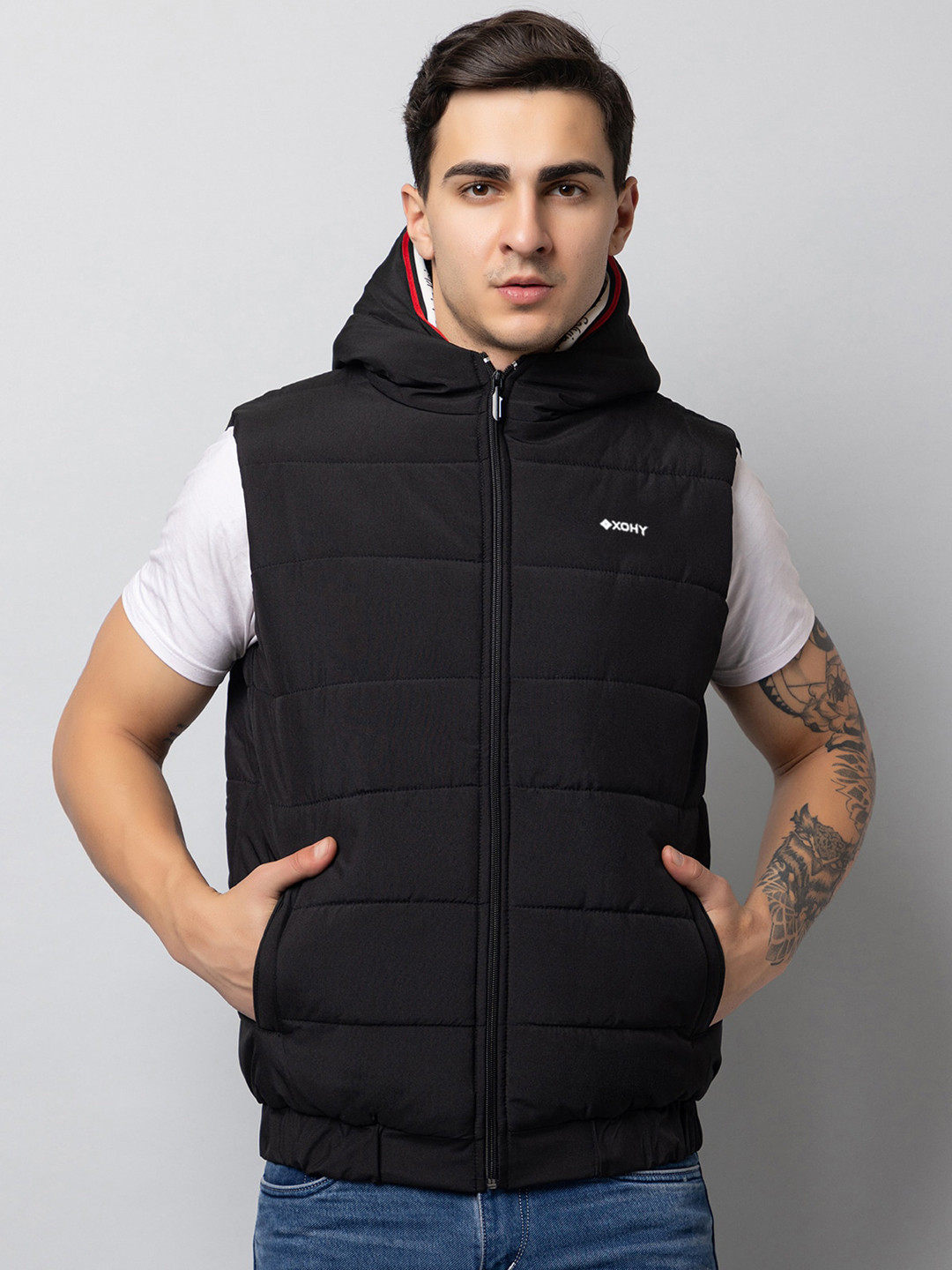 

Xohy Hooded Lightweight Padded Jacket, Black