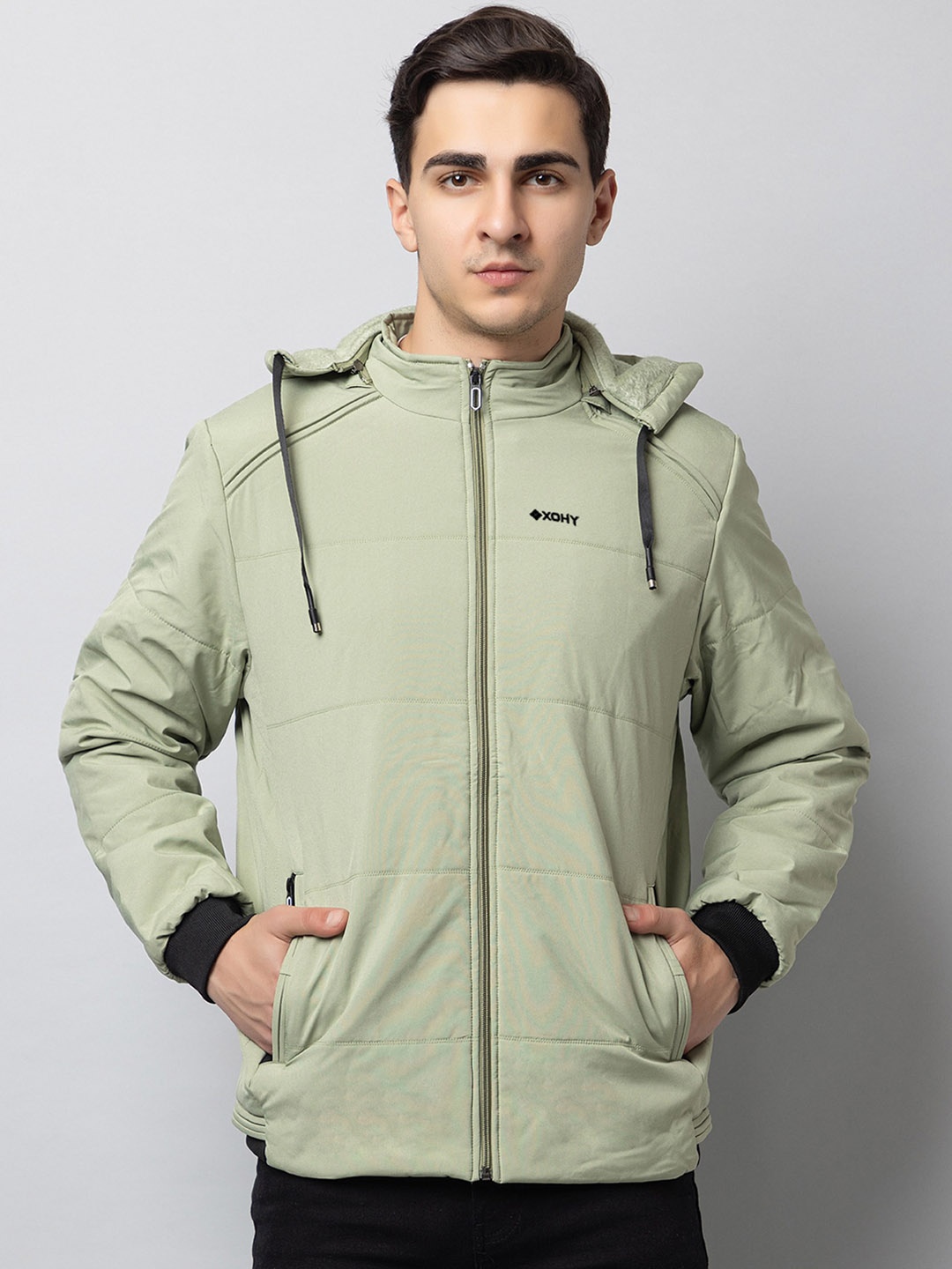 

Xohy Hooded Lightweight Open Front Jacket, Green