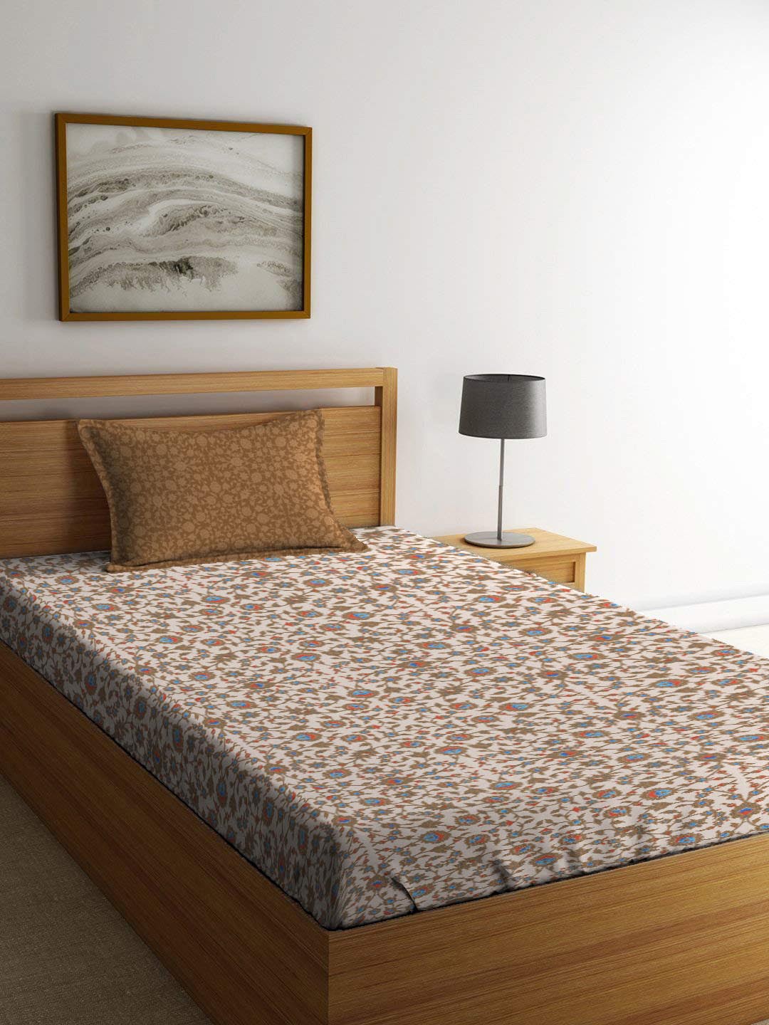 

MYTRIDENT Classic Amber Urban Comfort Flat 144TC Single Cotton 1 Bedsheet & 1 Pillow Cover, Brown