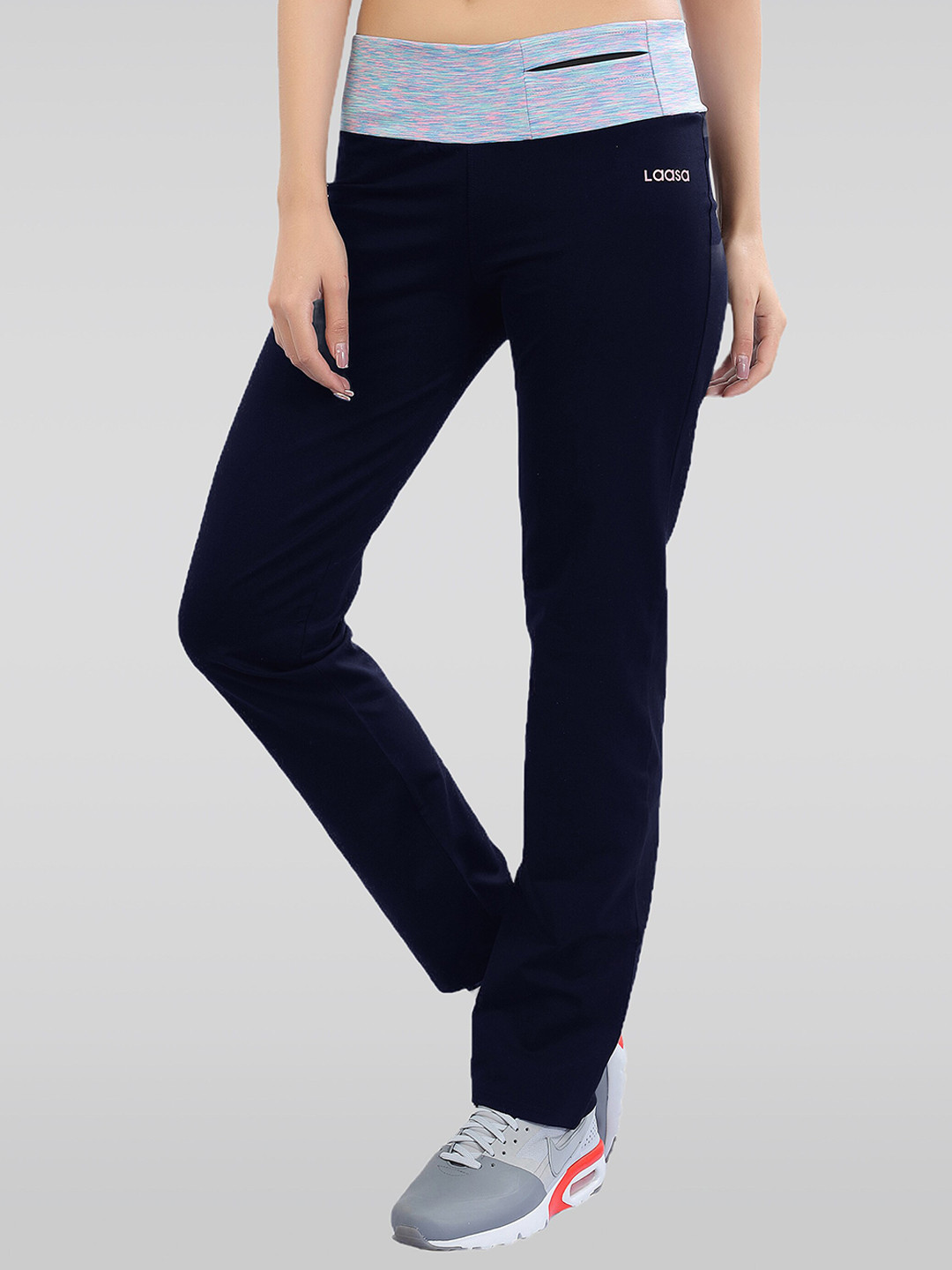 

LAASA SPORTS Women Cotton Relaxed-fit Dri-Fit Track Pants, Blue
