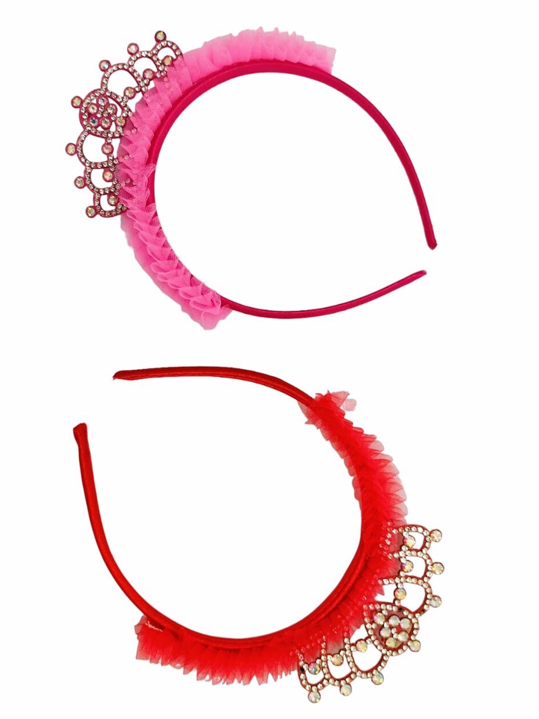 

FEMMIBELLA Girls Set of 2 Embellished Hairband, Pink