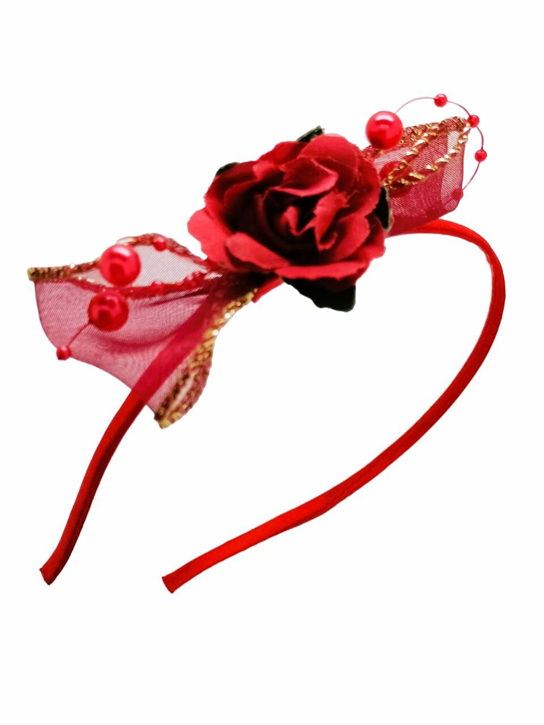 

FEMMIBELLA Girls Red & White Set of 2 Beaded Hairband