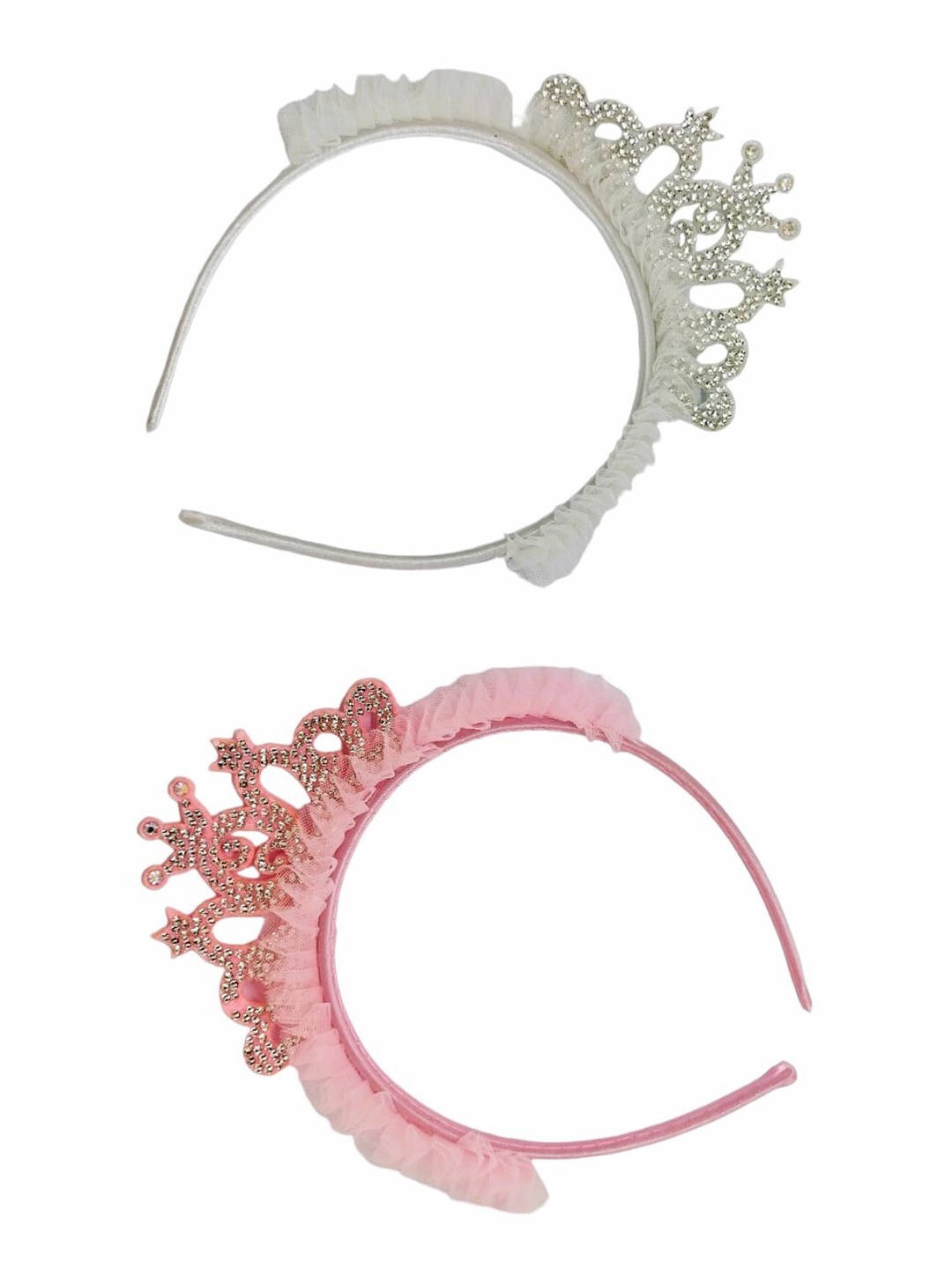 

FEMMIBELLA Girls Set of 2 Embellished Hairband, Pink