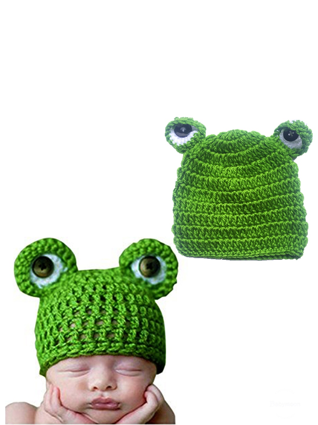 

Babymoon Infants Frog Crochet Woollen Beanie Cap, Green