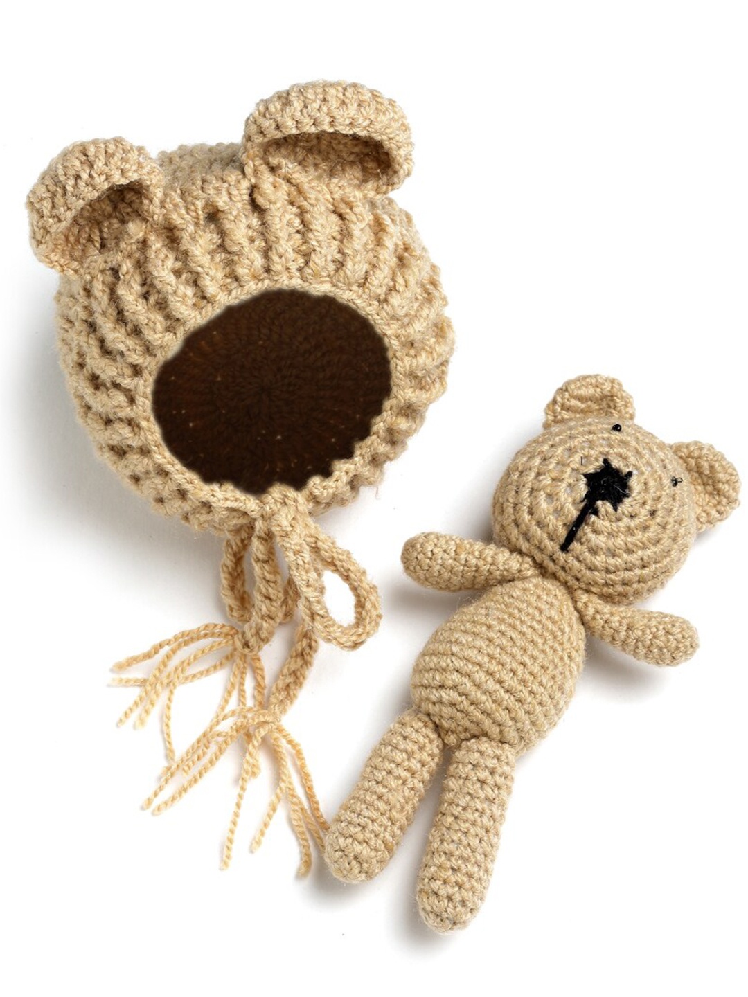 

Babymoon Infants Bear Teddy Detail Woollen Beanie, Coffee brown