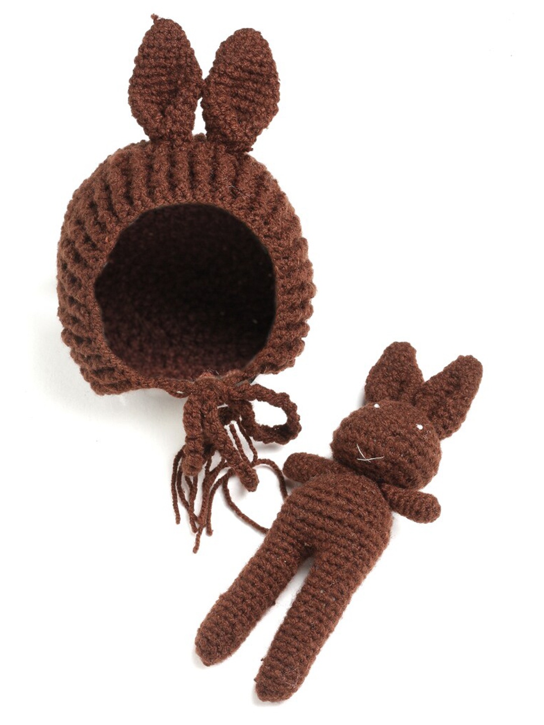 

Babymoon Infants Rabbit Teddy Detail Woollen Beanie, Brown