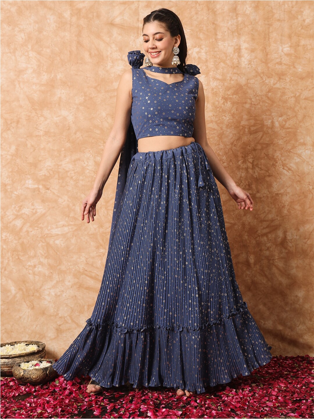 

SHUBHKALA Ready to Wear Lehenga & Blouse With Dupatta, Blue