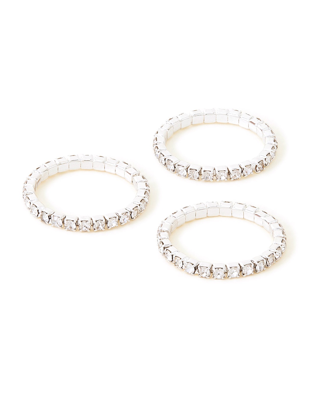 

Accessorize London Women Set Of 3 Crystal Sparkle Finger Rings, Silver