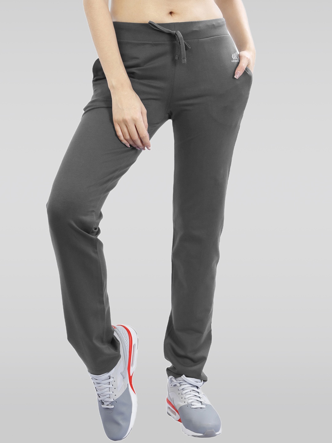 

LAASA SPORTS Women Relaxed-Fit Dry-Fit Cotton Track Pants, Grey