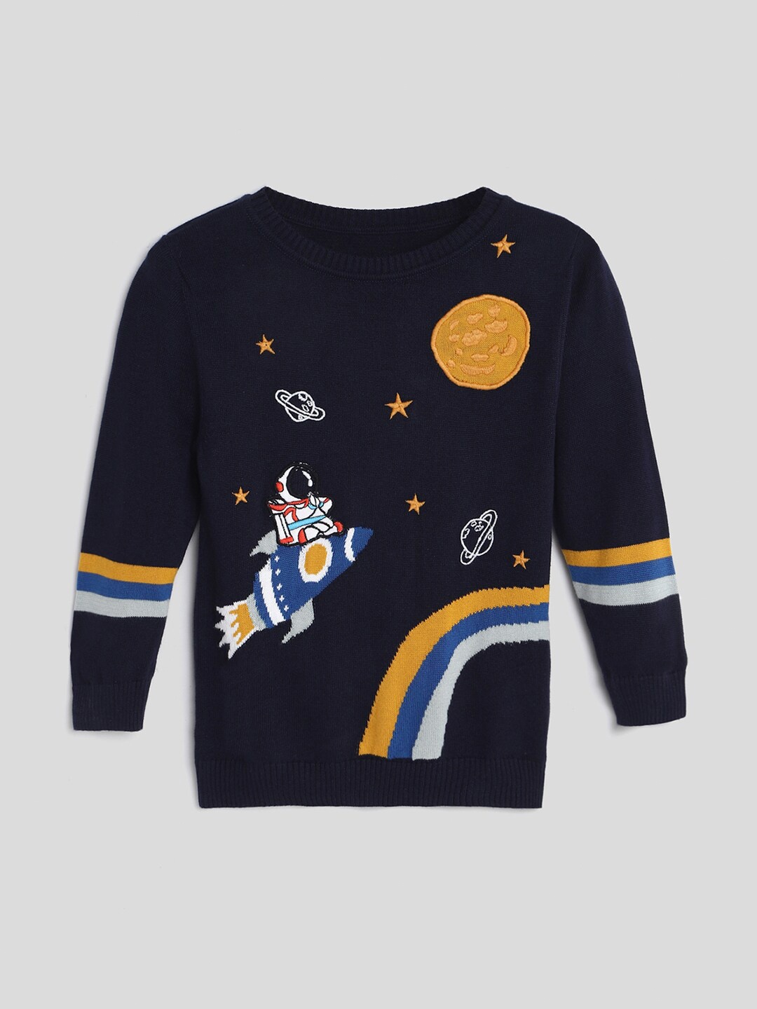 

Somersault Boys Abstract Printed Cotton Pullover, Navy blue