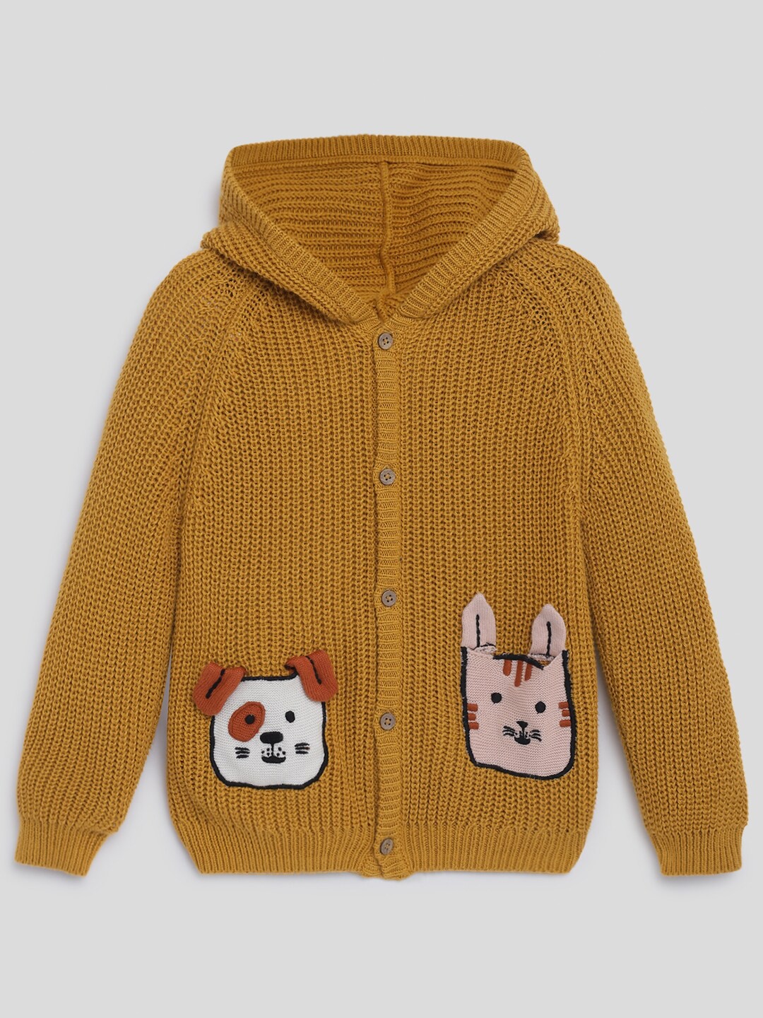 

Somersault Infants Embroidered Hooded Cotton Cardigan Sweater, Mustard