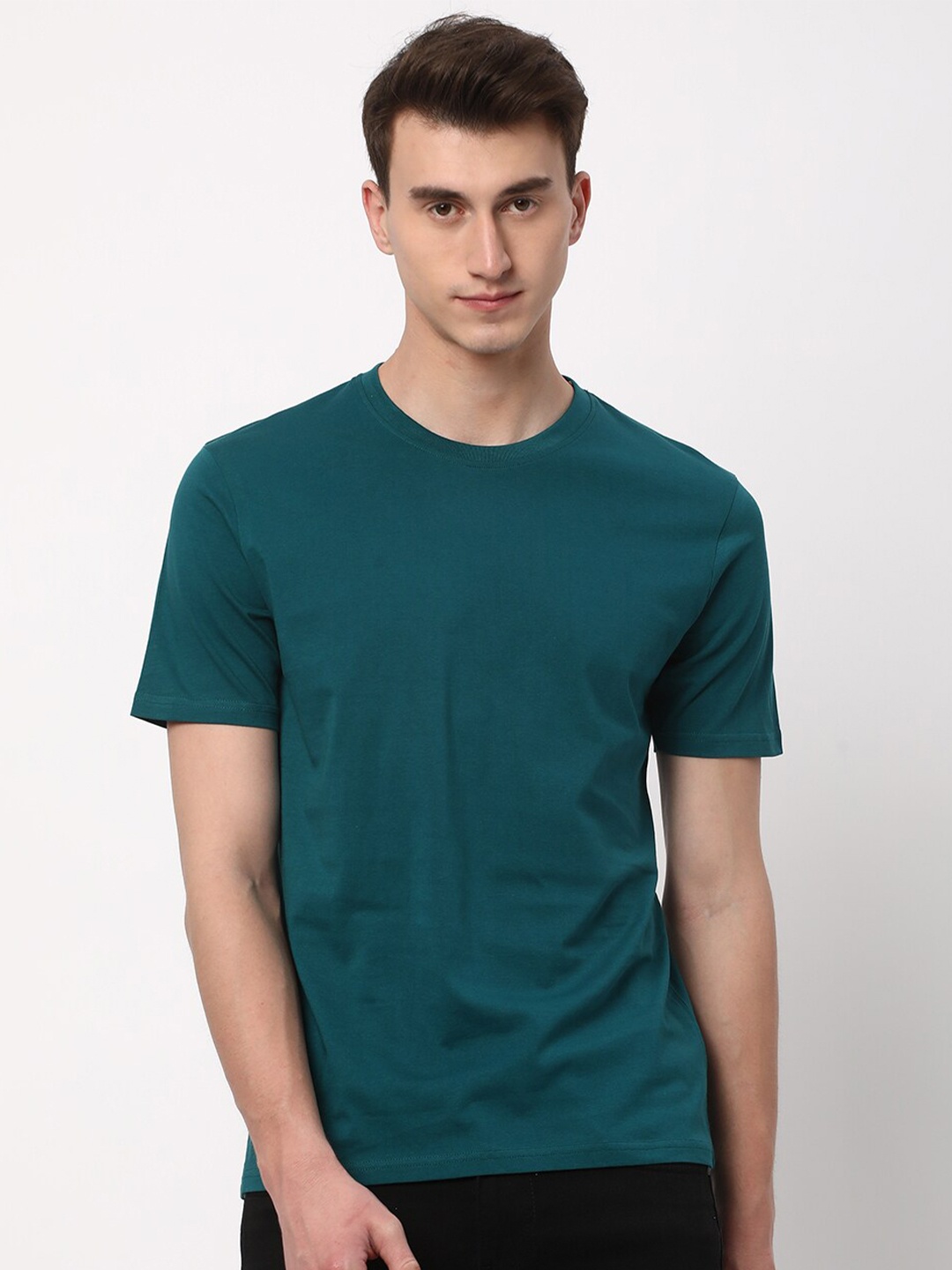 

R&B Round Neck Cotton T-shirt, Green