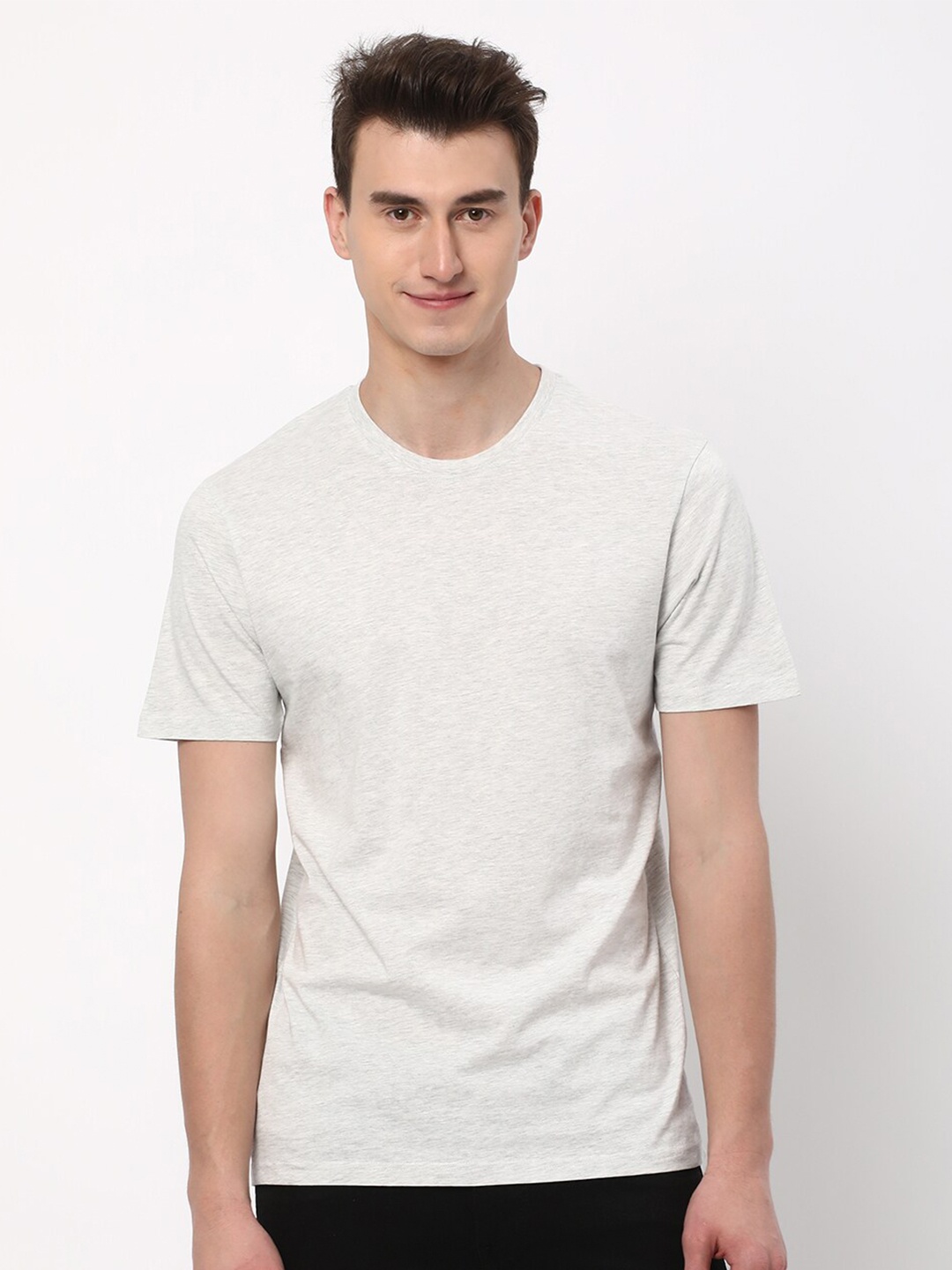 

R&B Round Neck Cotton T-shirt, Grey