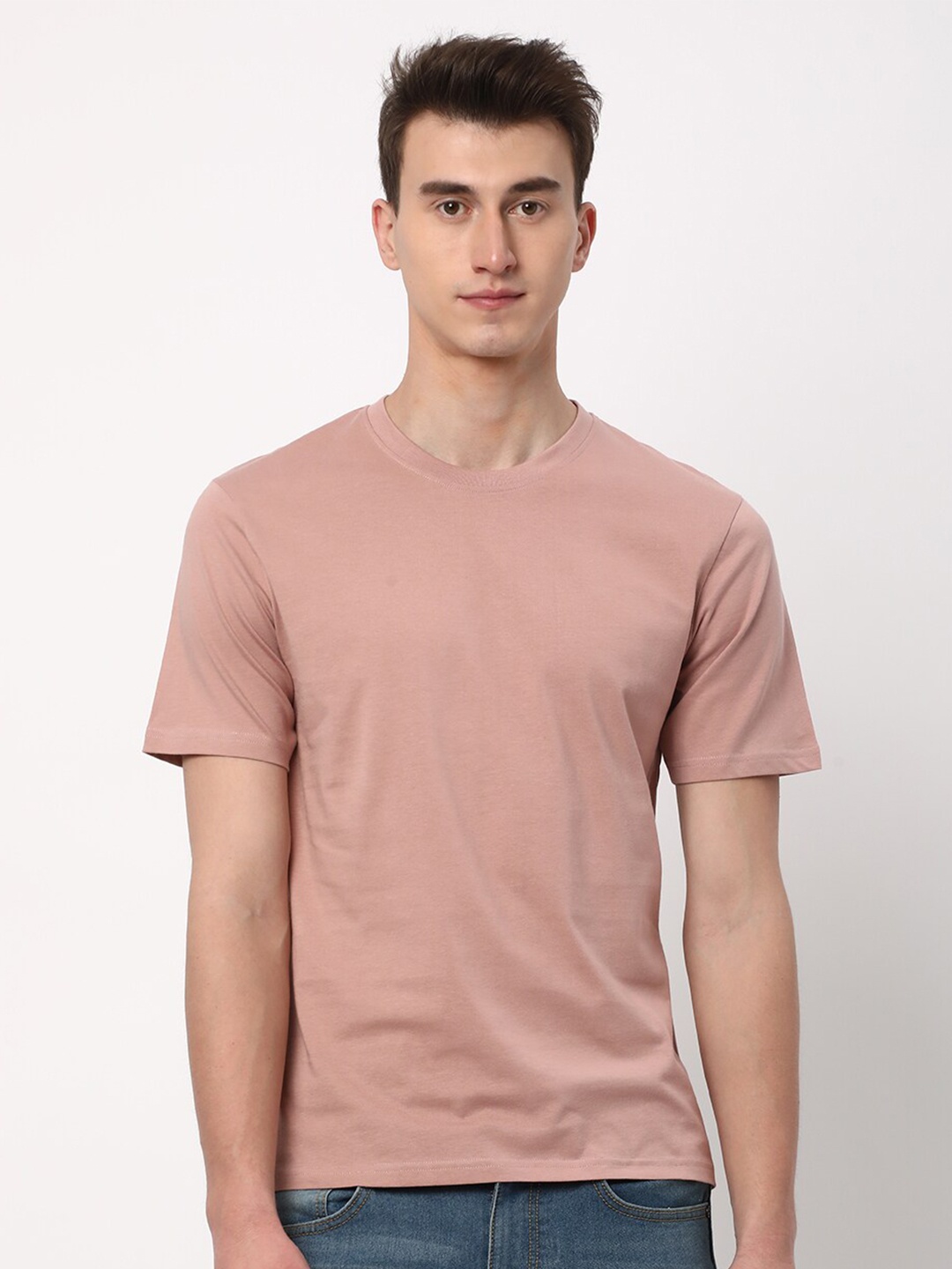 

R&B Round Neck Cotton T-shirt, Pink