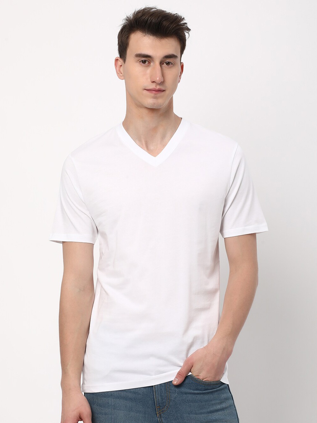 

R&B Round Neck Cotton T-shirt, White