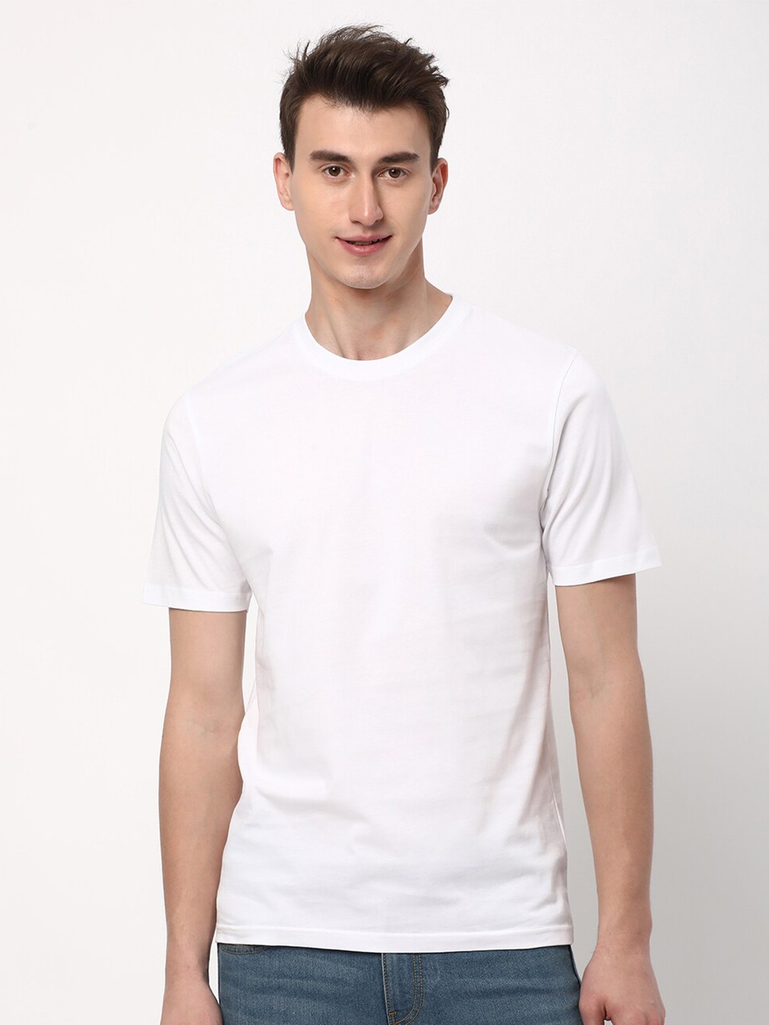 

R&B Round Neck Cotton T-shirt, White