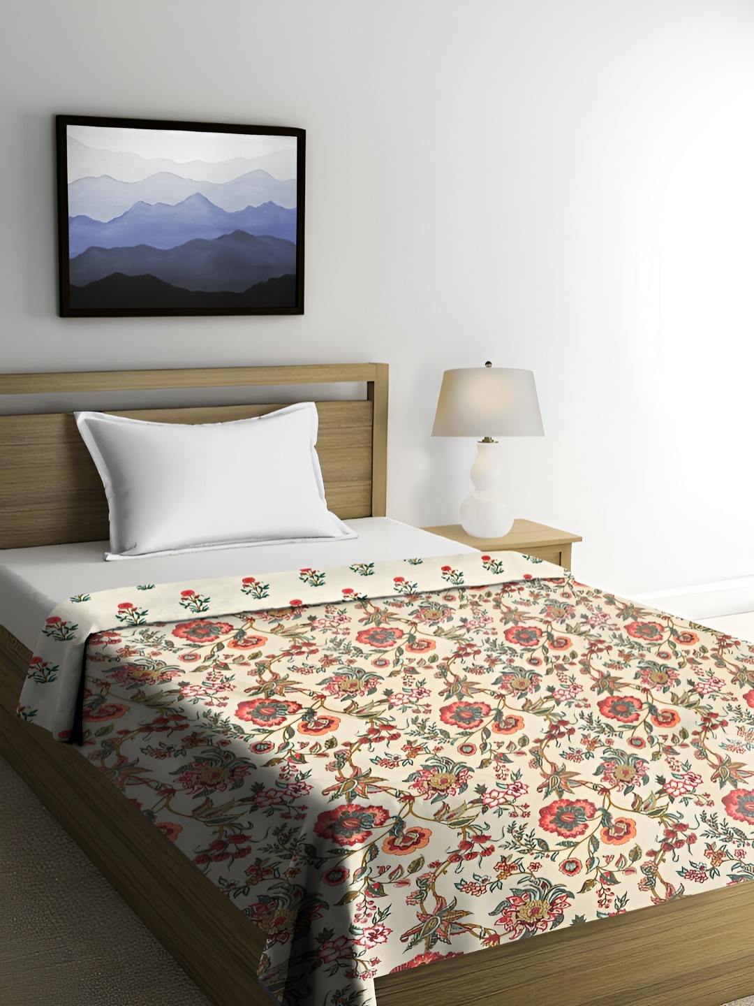 

RRC Maroon Floral Microfiber Mild Winter 150 GSM Single Bed Comforter