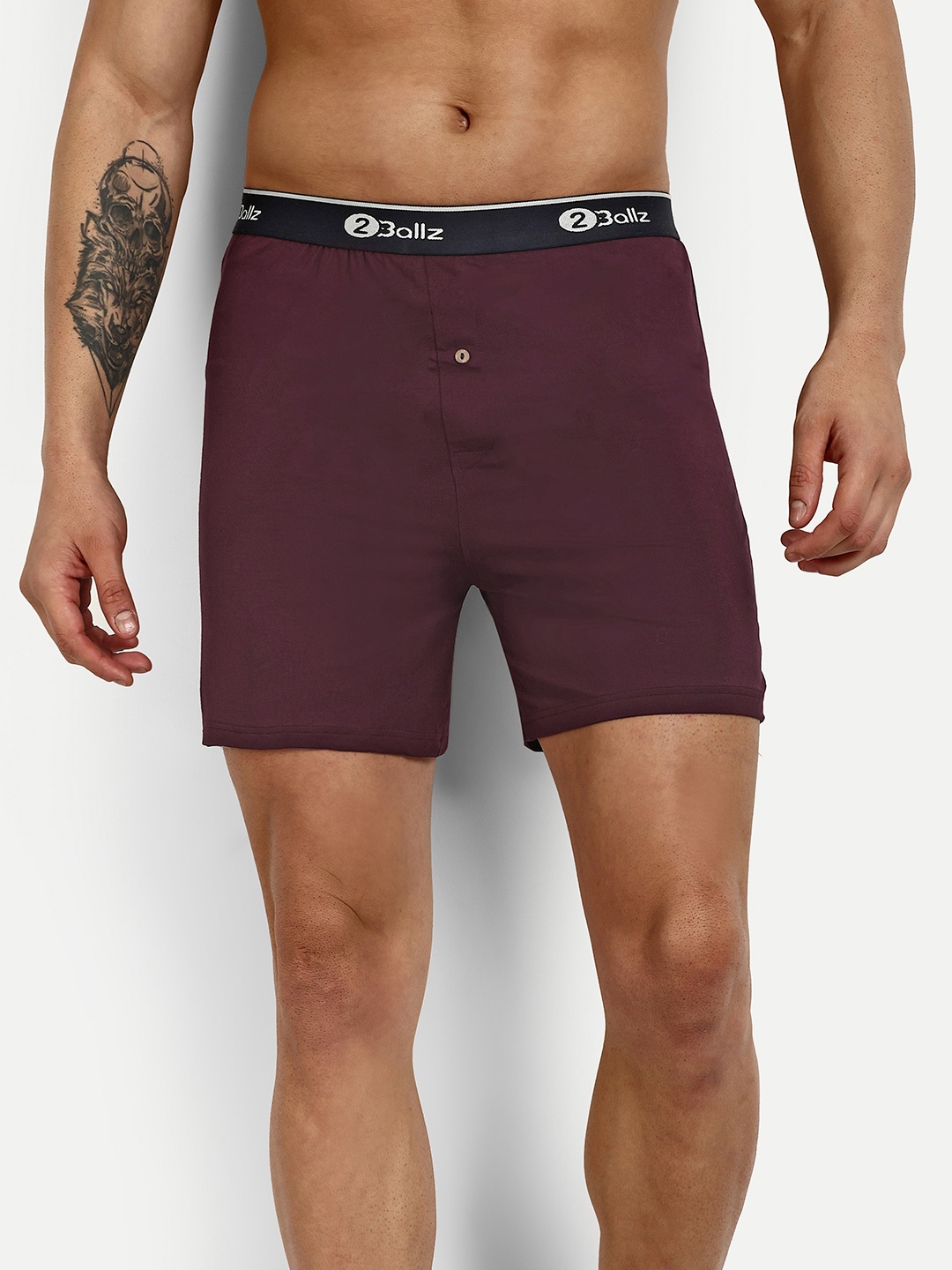 

2BALLZ Antibacterial & Sweat-Free Comfort Sleepwear Trunk BR-1-2BX, Maroon