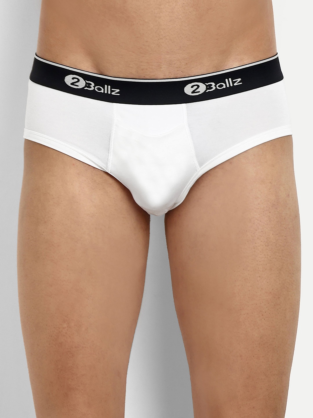 

2BALLZ Anti-Microbial Horizontal Fly Advance Hipster Brief with Snug Fit Pouch W-1-2BB, White