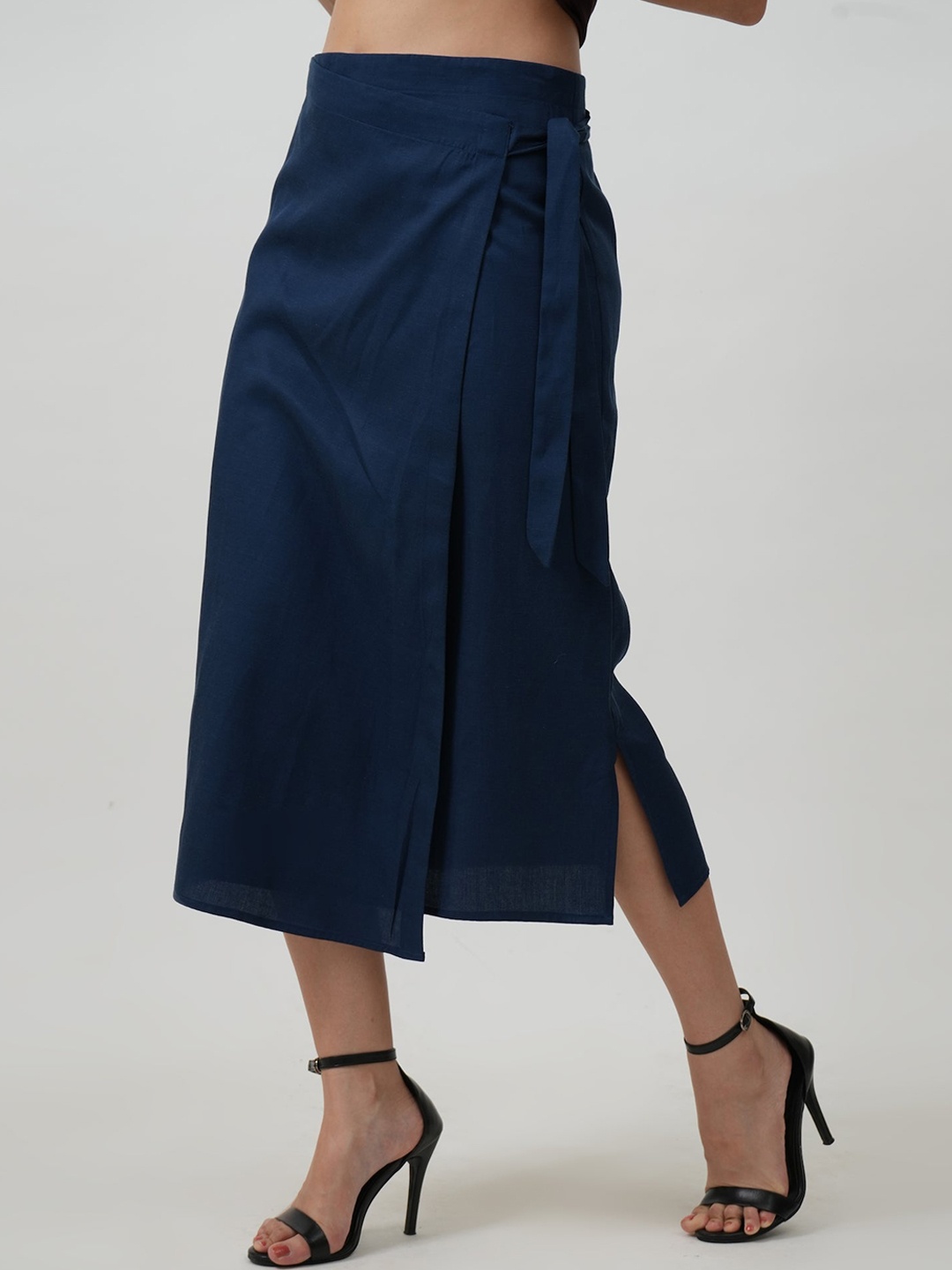 

Saltpetre Straight Wrap Skirt, Navy blue