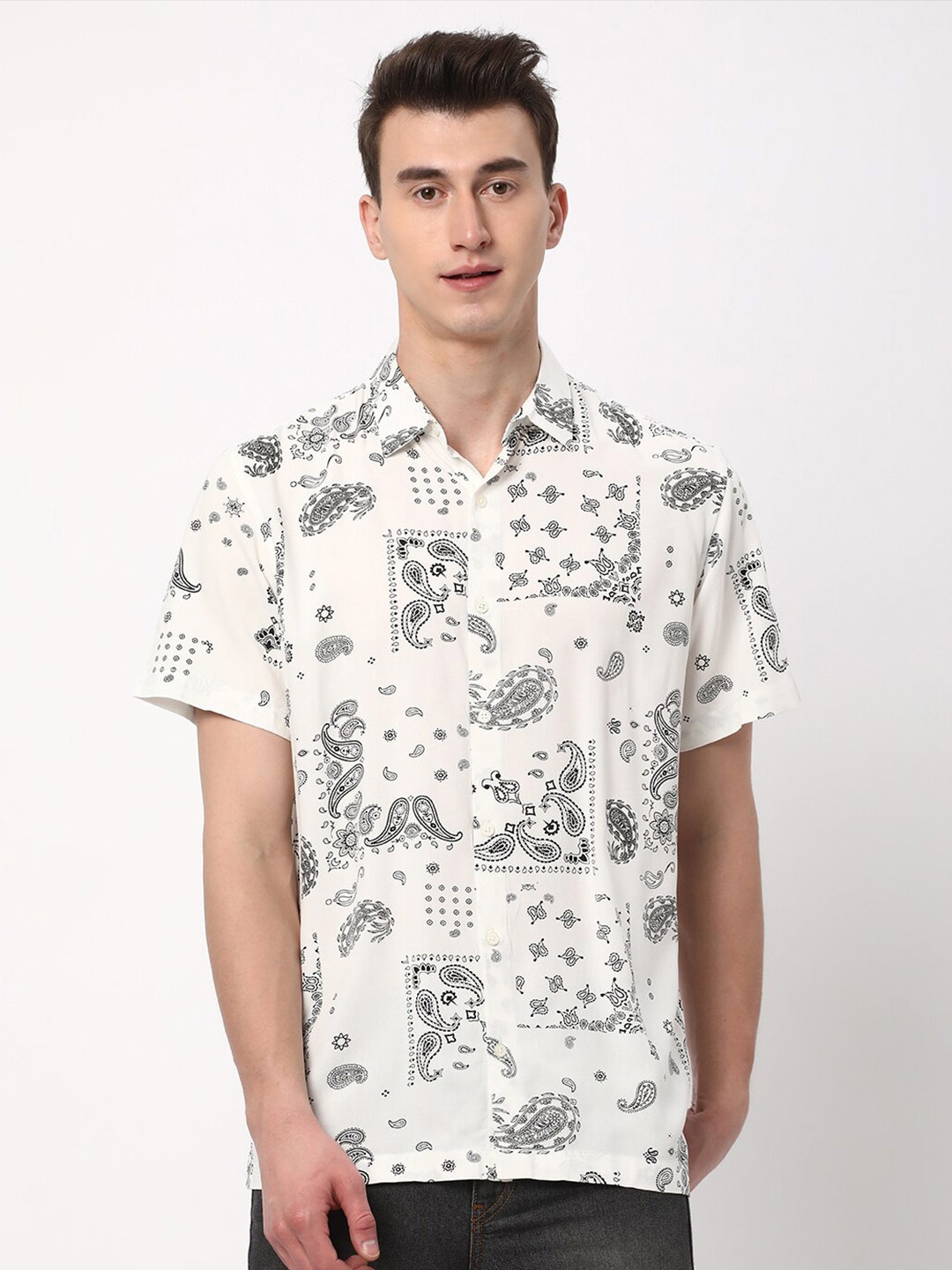 

R&B Floral Printed Shirt, Beige