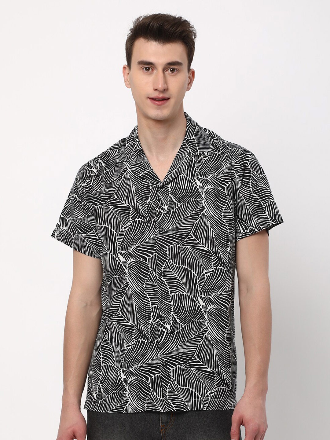 

R&B Abstract Printed Shirt, Black