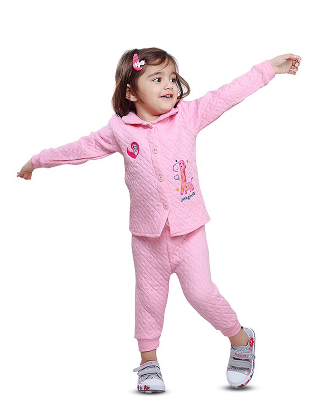 

BAESD Kids Quilted Cotton Shirt Collar Top & Bottom Winter Wear, Pink