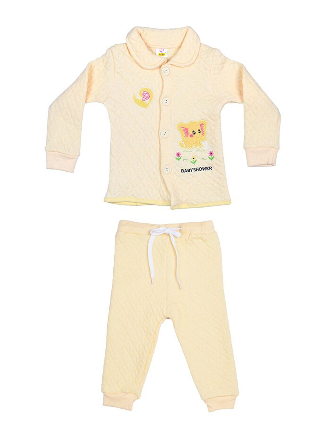 

BAESD Kids Pure Cotton Shirt Collar Top & Bottom, Cream
