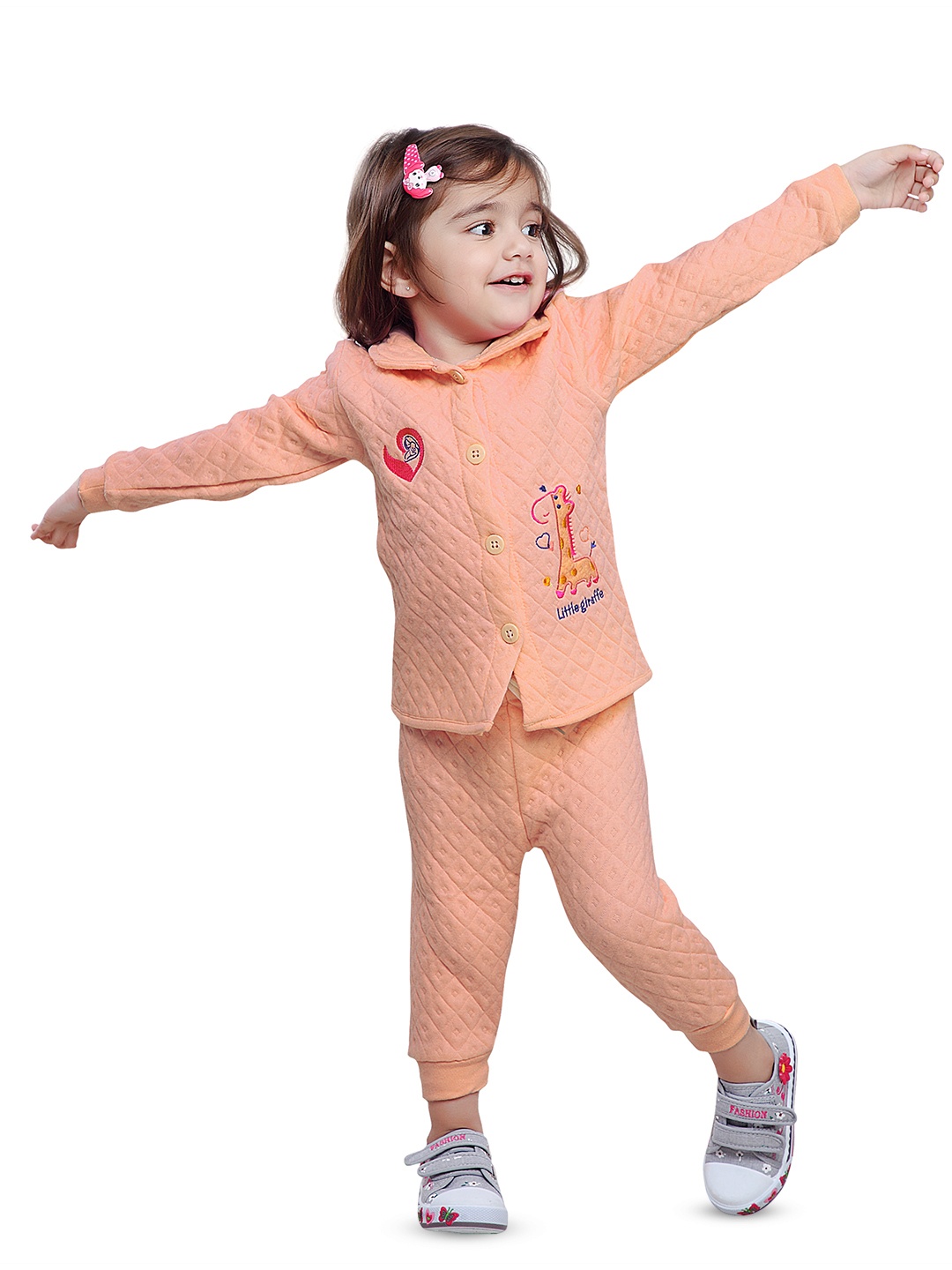 

BAESD Kids Quilted Cotton Shirt Collar Top & Bottom Winter Wear, Orange