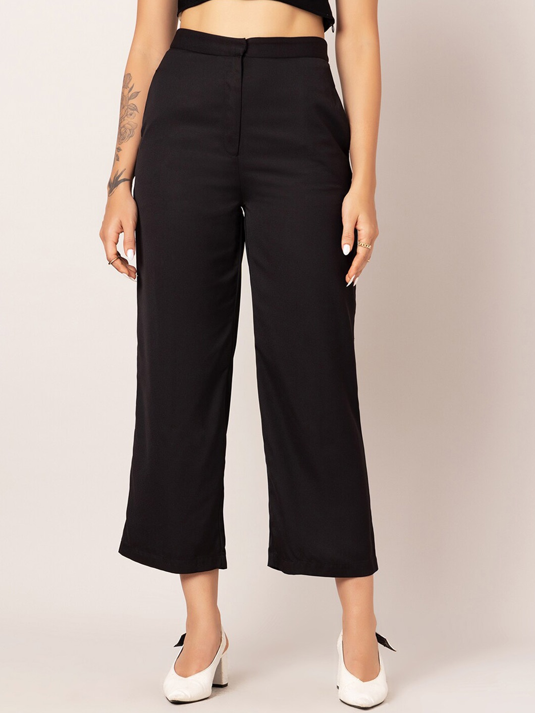 

FabAlley Women Black Mid-Rise Culottes