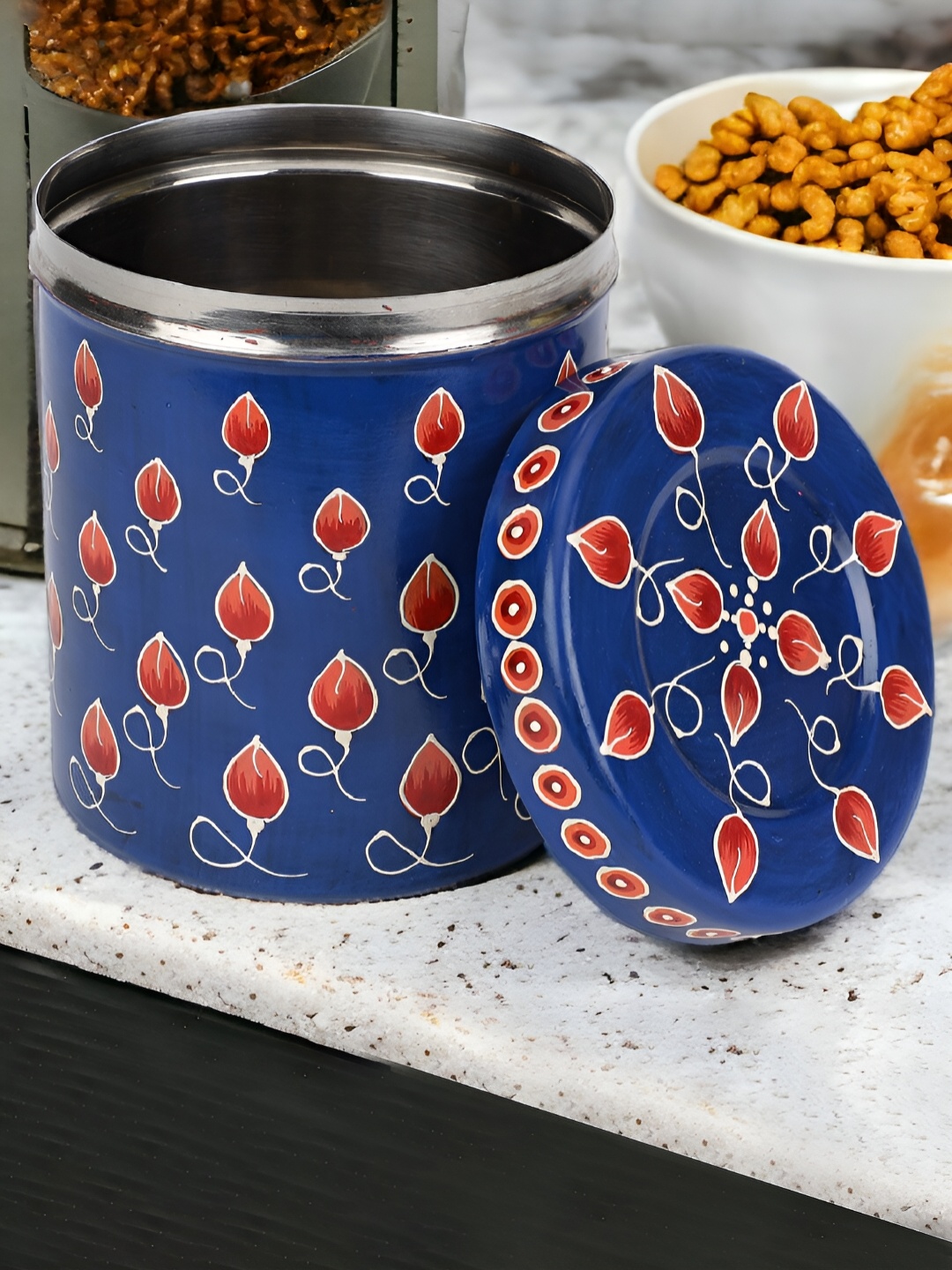 

THE COCOTIER Blue & Red Stainless Steel Painted Storage Box