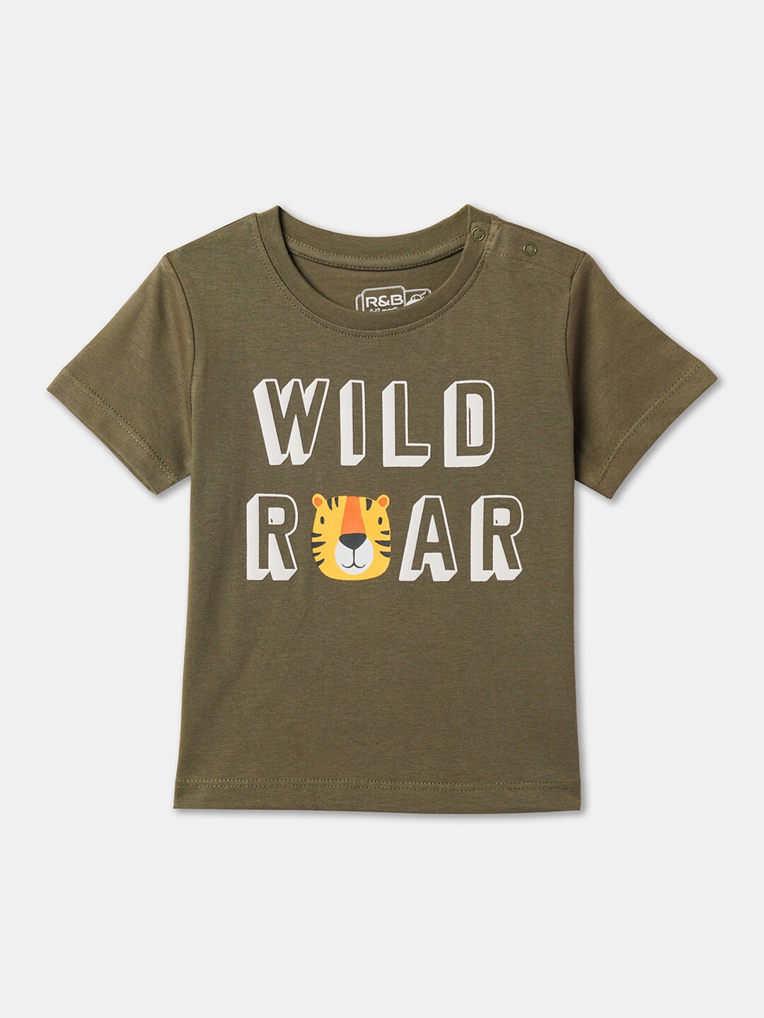 

R&B Boys Typography Printed Round Neck Cotton T-shirt, Green