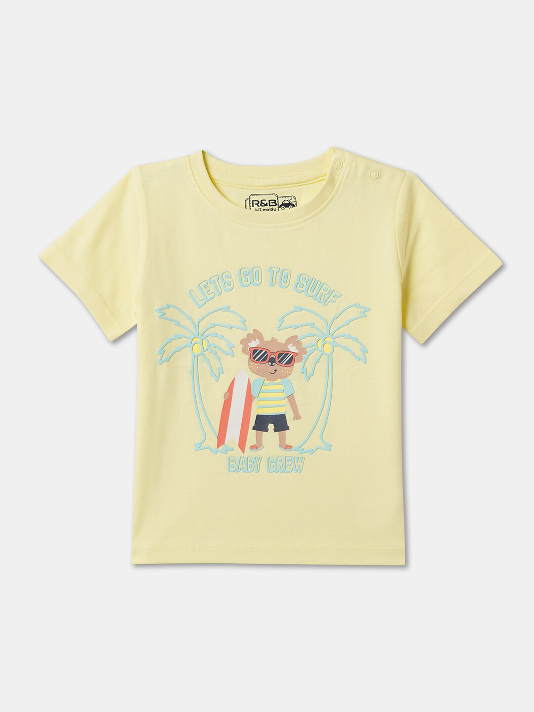 

R&B Boys Graphic Printed Round Neck Cotton T-shirt, Yellow