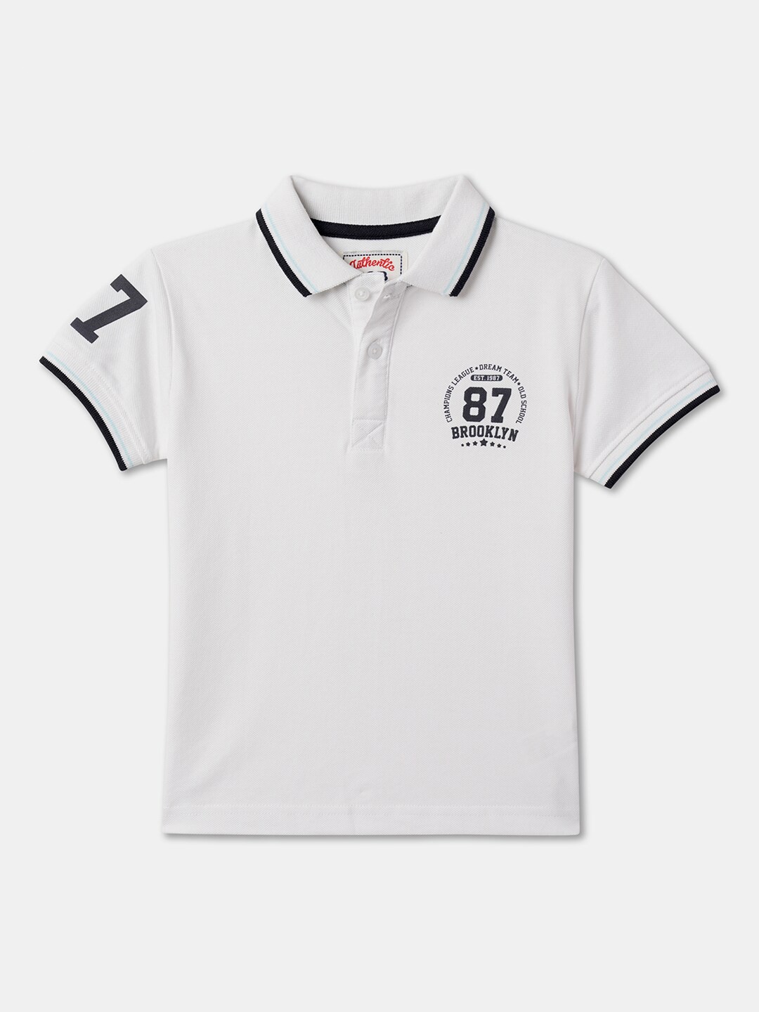 

R&B Boys Polo Collar Cotton T-shirt, White