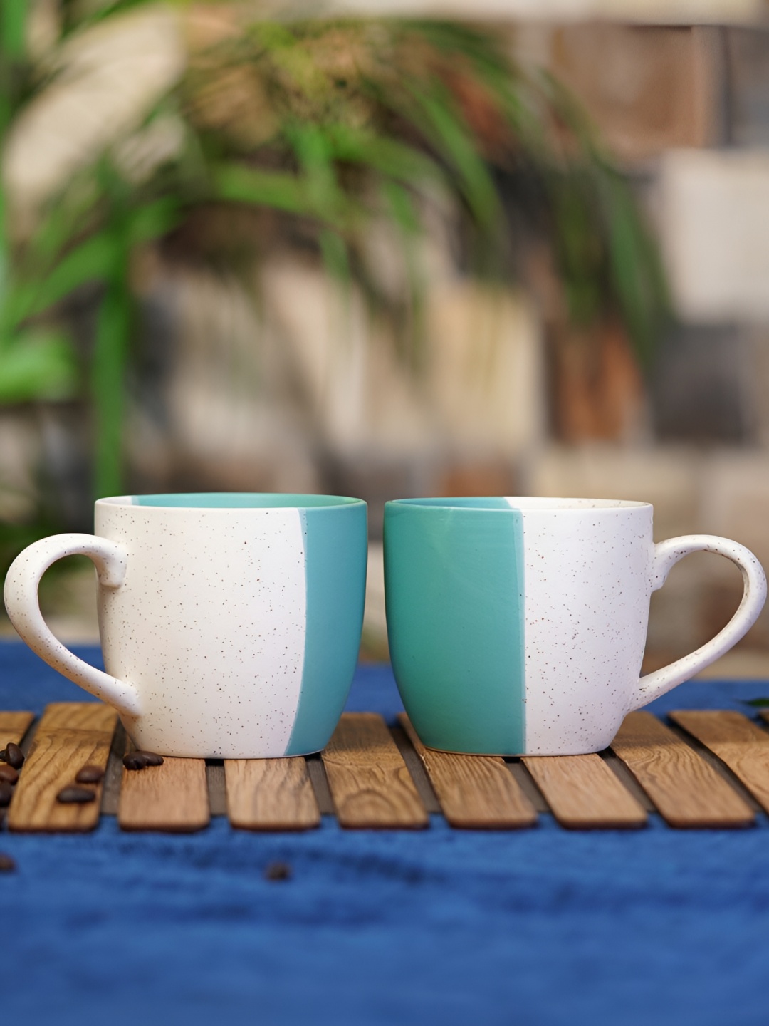 

Freakway Green & White 2 Pieces Printed Dishwasher Safe Matte Cups 300ml