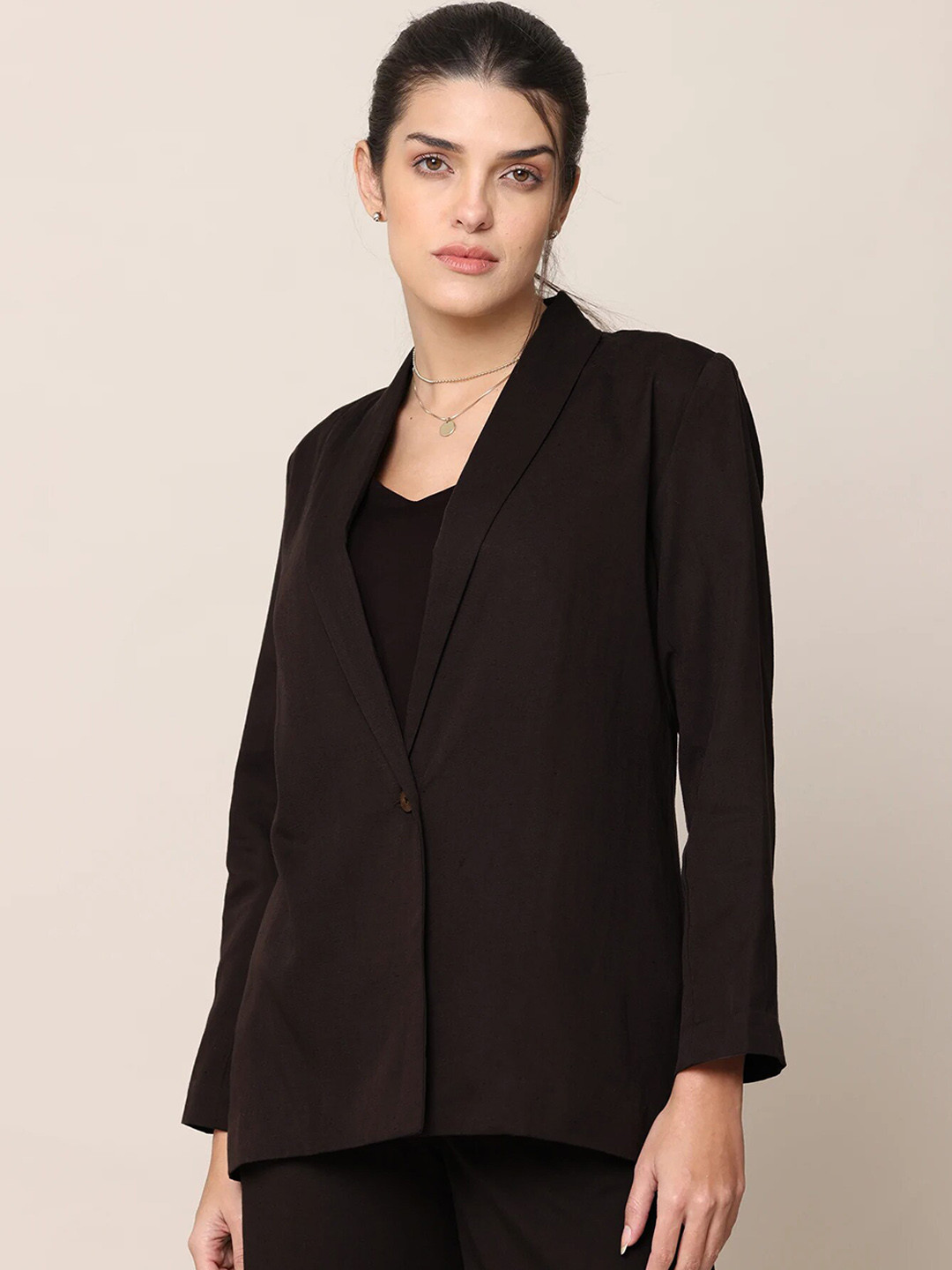 

Saltpetre Single-Breasted Comfort-Fit Casual Blazer, Coffee brown