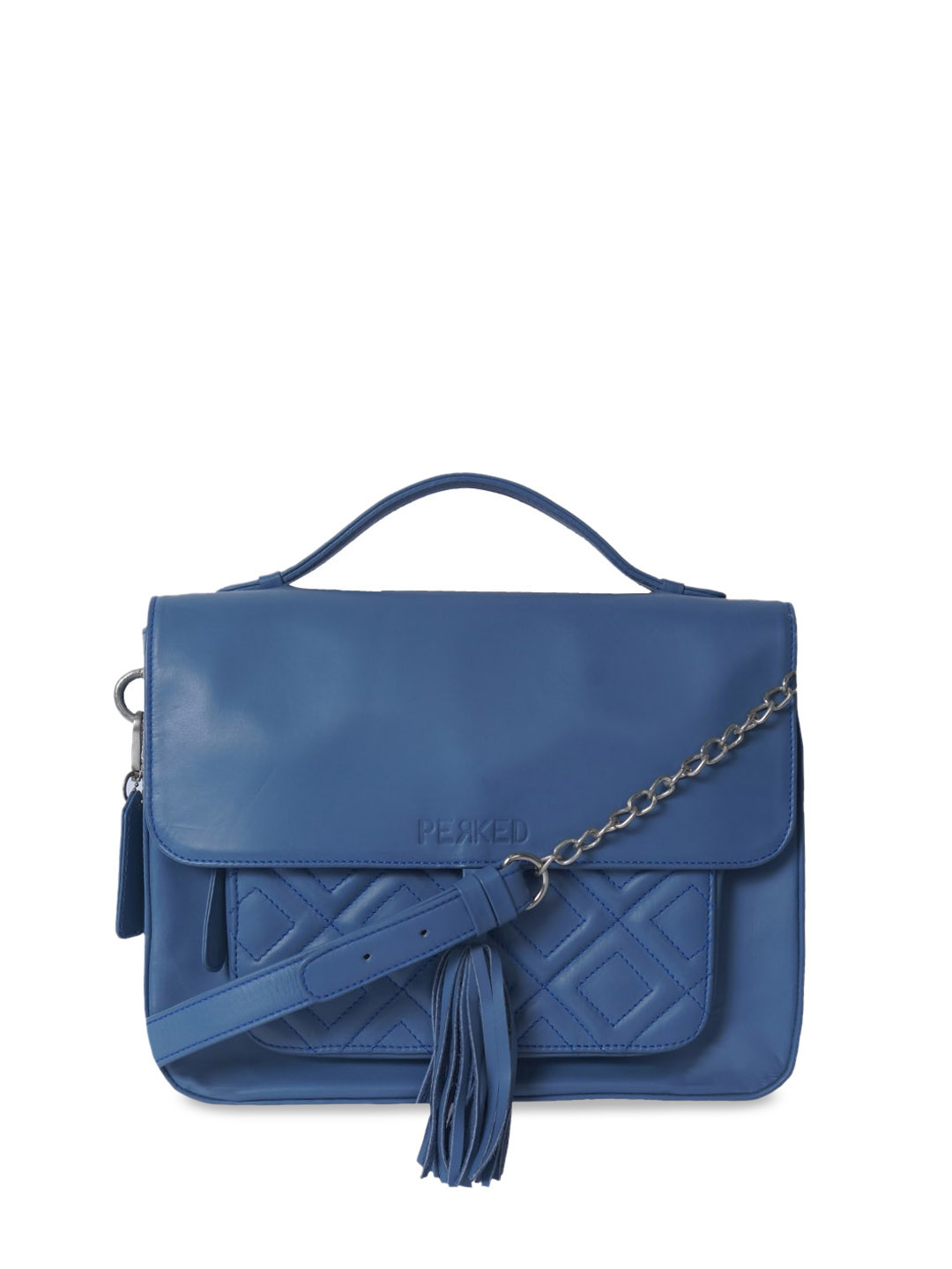 

PERKED Blue Leather Handheld Bag