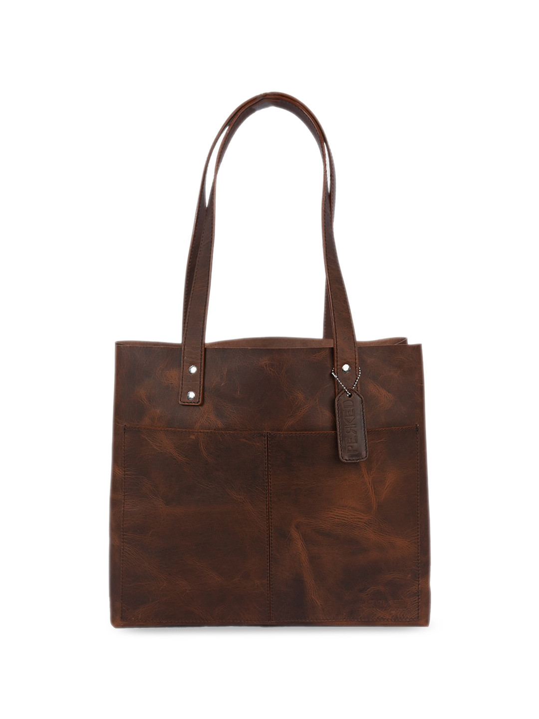 

PERKED Camel Brown Leather Handheld Bag